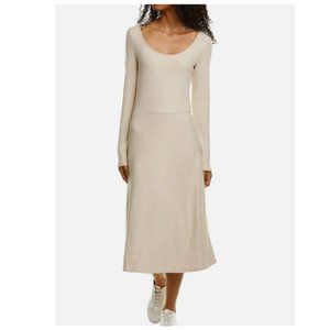 VINCE Midi Dress Size-L Heather Dark Ivory